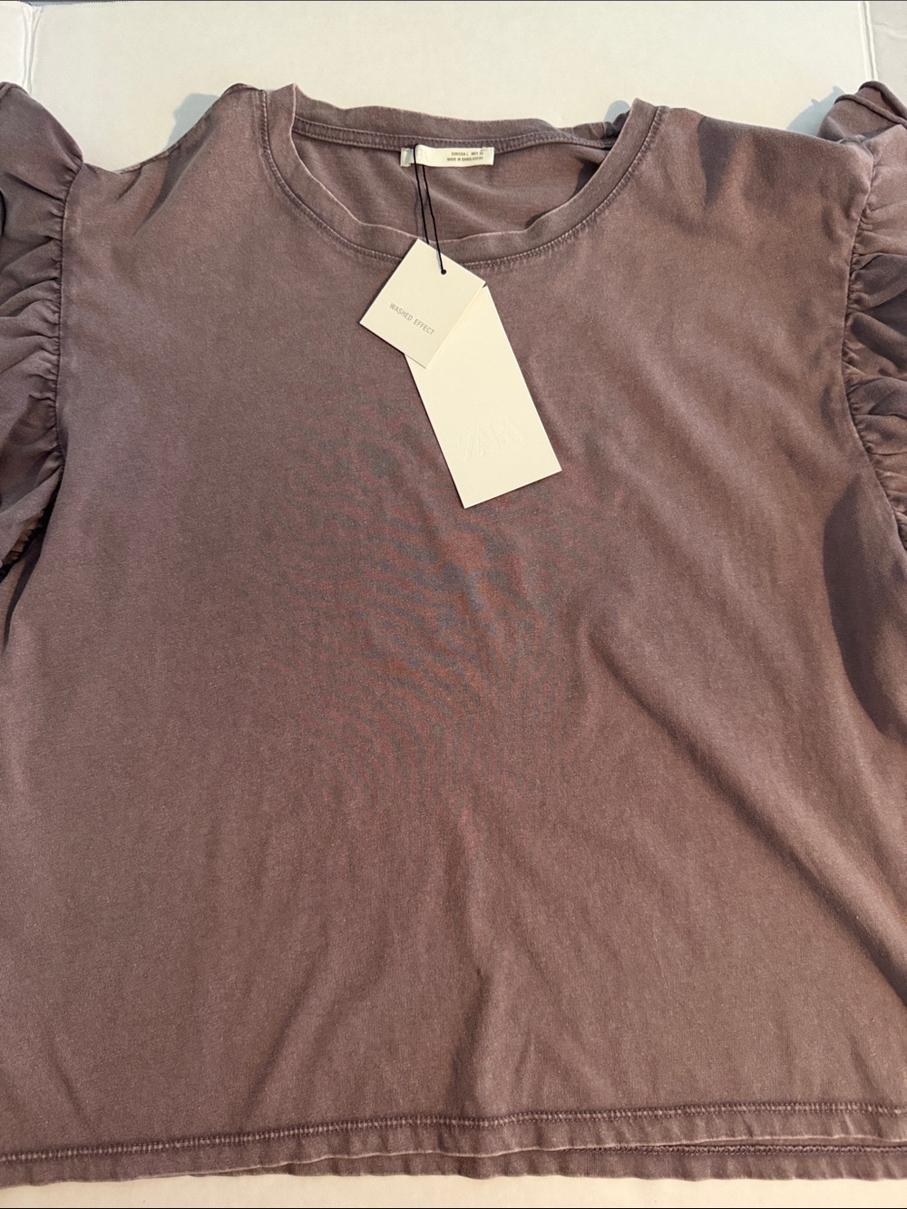 Ara Mauve Ruffle-Sleeve Short Sleeve Tee